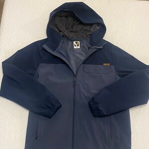 Men's Dark Blue Hooded Raincoat By Voyager